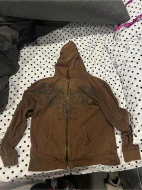 ISO micros brown graphic zip up